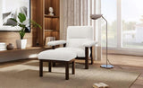 U-Can Modern Accent Chair with Ottoman, Mid Century Lounge Chair with footrest, Comfy Fabric N724P261932K