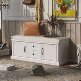 ZNTS Storage Bench with 2 Drawers and 2 Cabinets, Shoe Bench with Removable Cushion for Living Room, 13031062