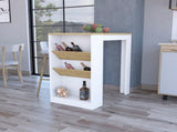 DeSoto Wine Storage Pedestal Kitchen Island White and Macadamia B062103262