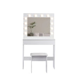 ZNTS Vanity table with large lighted mirror, makeup vanity dressing table with drawer, 1pc upholstered 16427399