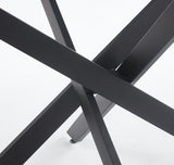 Black Dining Table with cross metal leg and glass,Modern Space Saving Kitchen Table for Living W234P311860