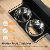 Feeding Station with 1 Storage Cabinets, Pet Feeding Station with 2 Elevated Dog Bowls, Side Hooks, W1687P246776