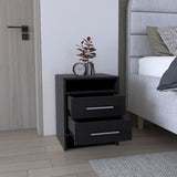 Greter 24" Two-Drawer Night Stand With open shelf Black B200P240254