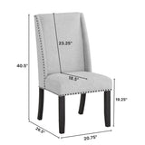 Hirima Modern Elegance Dining Chairs Set of 2 - Light Gray Upholstery with Matte Black Nailhead Trim T2574P248596
