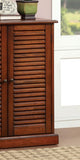Modern Transitional Design 1pc Shoe Cabinet Oak Finish Adjustable Shelves Louver Design Doors Home B011P191540