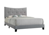 Grey Queen Bed with Tufted Headboard B062P215515