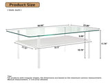 Modern Rectangular Glass Coffee Table with Tempered Glass Top and Wood Shelf, 38.6-Inch 33882825