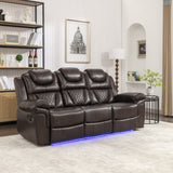 Home Theater Seating Manual Recliner Chair with Center Console and LED Light Strip for Living Room, WF310727AAD