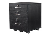 FCH Black Wood Grain Density Board Three Drawers Wooden Filing Cabinet 38131424