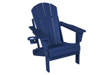 Folding Adirondack Chair with Side Table, 3-Piece Adirondack Chair Set with Wood Texture, Navy W2103P254615