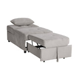 ZNTS Modern Lift Top Storage Bench with Pull-out Bed 1pc Brownish Gray Velvet Tufted Solid Wood Furniture B011P170006