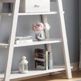 ZNTS Modern Home Display Cabinet 4- Tier Open Shelving with Center Drawer in White Oak B107130935