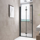 32 "x 72" Bifold Shower Door, 1/4" Tempered Glass, Matte Black Aluminum Frame, Explosion Proof W1675P307147