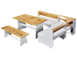 Dining Table Set with Corner Nook Bench, 59.1" L x 46.1" W x 30.7" H, Melamine MDF & PU Upholstery, 26892431