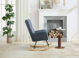 Teddy Fabric Wingback Glider Rocker with Side Storage Pocket, Soft Comfy Nursing Rocking Chair, 63017357