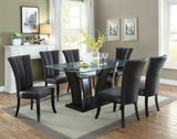 ZNTS Black Faux Leather Upholstered Lines back Set of 2pc Chairs Dining Room Wide Flair back Chair HSESF00F1591