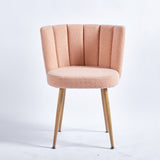Modern beige dining chair with iron tube wood color legs, shorthair cushions and W23461124