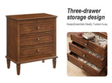 Farmhouse 3 Drawer Nightstand with Charging Station, Wood Dresser Chest of Drawers with USB & Type-C W3720P568498