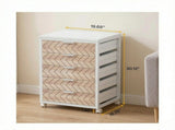 5-Drawer Rolling Storage Cabinet, Mobile Chest with Wood Grain Fronts & Casters 05480215