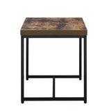 Weathered Oak and Black Rectangular End Table B062P181351