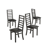 Metal Dining Chairs Set of 4, Steel Legs and PU Leather Seats, High Back Armless Dining Chairs, for W757P232711