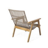 ZNTS Set of 2, Acacia Wood Cape Woven Wicker Large Lounge Chair with Pillow for Patio, Deck, Yard, Lawn 73165.00