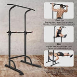 ZNTS Sport Power Tower Workout Dip Station Pull Up Bar, Height Adjustable Multi-Function Dip Stand for 54732473