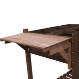 8 Pockets Horticulture Raised Garden Bed Elevated Wood Planter Box Stand with Foldable Side Table 70801971
