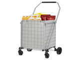 Shopping Cart with Shelf,Grocery Cart on Wheels, Foldable Utility Shopping Carts with Double Basket 83512660