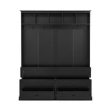 ON-TREND Elegant Wide Hall Tree with 5 Hooks, Versatile Entryway Lift Top Storage Bench with 2 N721P234409B