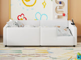Twin Size Upholstered Platform Bed with Guardrail and Charging Station, White N709P186347K