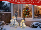 Set of 2 Lighted Snowman with Top Hat Christmas Decorations, Pre-lit 2D Holiday Decor with 80 Warm 25364656
