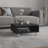 Eclipse 10" H Low Minimalistic Square Coffe Table with Open Storage Black B070P254753