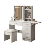 Fashion Vanity Desk Mirror and Lights for Makeup open shelves and Chair, Vanity Mirror W509P173272