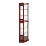 6 Shelf Corner Curio Display Cabinet with Lights, Mirrors and Adjustable Shelves, Cherry W1693P165027