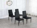 4pcs Elegant Dining Chairs with 6 Grids Decoration Backrest White Cushion Black 69161445