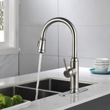 ZNTS Single Handle High Arc Pull Out Kitchen Faucet,Single Level Stainless Steel Kitchen Sink Faucets 82522326