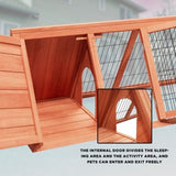Small Chicken Coop Outdoor A-Frame Quail Cage 2 Door & Run Cage Wooden Triangle Quail Hutch 79672508