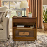 Mid Century Modern Nightstand Charging Station & Outlet Hole & 2 Drawers, Farmhouse End Table W1801P303389