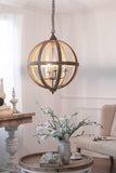 4 - Light Wood Chandelier, Hanging Light Fixture with Adjustable Chain for Kitchen Dining Room Foyer W2078138926