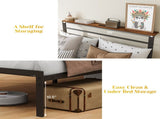 Twin Size Bed Frame with Headboard and Storage Shelf, Metal Bed, Upholstered Wooden Beds, Sturdy 25841436