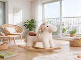 Wooden Ride-On Rocking Horse with Realistic Sound & Rocking Limiter, Plush Baby Rocker for Toddlers 36705733