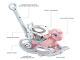Rocking Horse Toddlers, Balance Bike Ride On Toys with Push Handle, Backrest and Balance Board W509125829