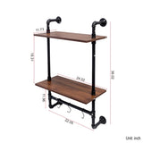 Industrial Pipe Shelf 3 Tier and 2 Tier Wall Mounted Shelves 36in Wood Display Shelves, and 3 W331P279737