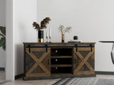 66 inch Corner TV Stand for TVs up to 80 inches, No Assembly Required, Barnwood Finish GL-B108P160160