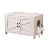 Cat Litter Box Enclosure, Litter Box Furniture Hidden with Barn Door, Wooden Washroom Furniture, 06166559
