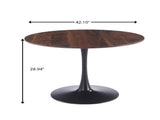 42.1" walnut Color Top Tulip Table, Mid-century Dining Table for 4-6 People - Round MDF Table Top W234P490235