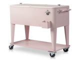 80QT Pink Patio Rolling Cooler Cart, Outdoor Insulated Ice Chest with Lockable 85524372
