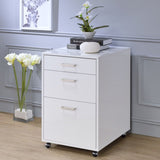 ZNTS White High Gloss File Cabinet with 3 Drawers B062P185691