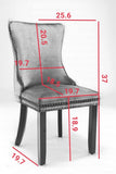 Furniture,Upholstered Wing-Back Dining Chair with Backstitching Nailhead Trim and Solid Wood 84887782